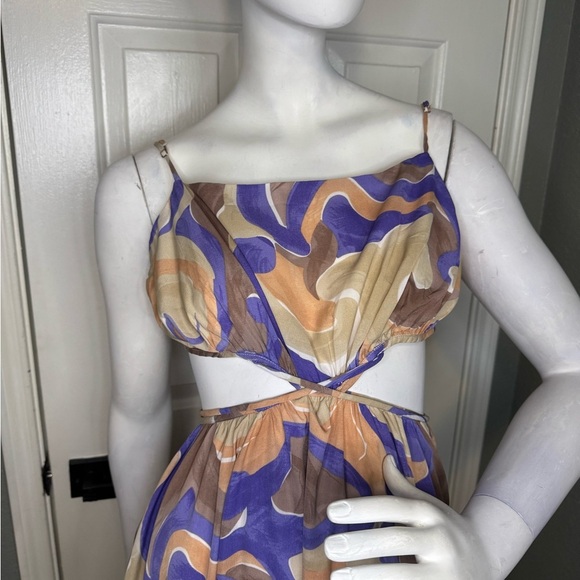 ASTR Sanger Dress In Purple Peach Swirl Features Size Medium.  #115 - Picture 3 of 11
